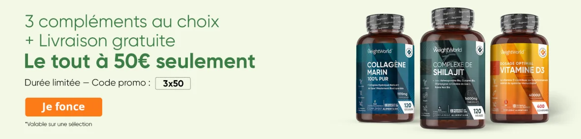 Preuve du coupon - WeightWorld - WeightWorld [[3 compléments au choix]] à 50€