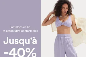 🌿 Économisez jusqu'à 40% sur les pantalons en lin et coton maintenant.