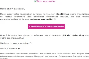 Merci de vous être abonné à la newsletter ICI PARIS XL 