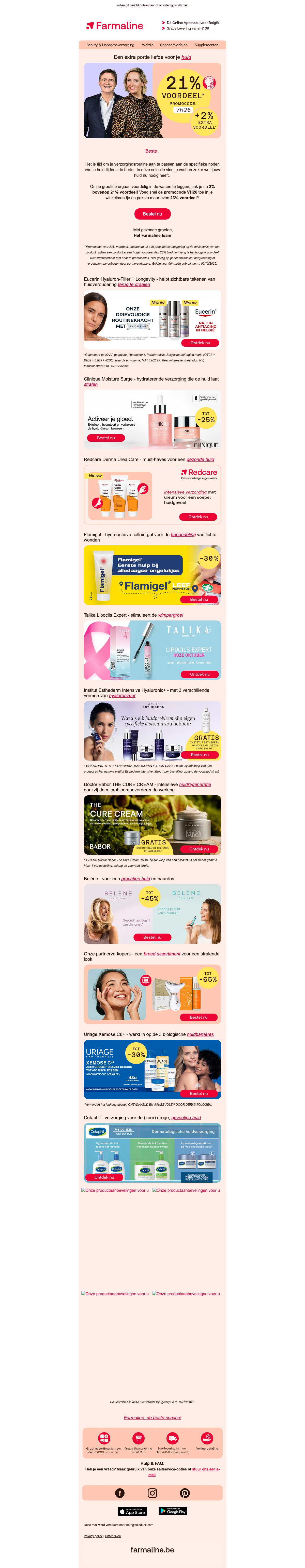 Preuve du coupon - Farmaline - Code promo : [[23% de réduction]] soins peau, livraison gratuite dès €39