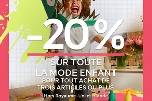 -20 % sur la mode enfant pour tout achat de trois articles