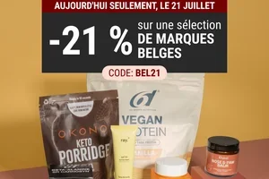 21 % de réduction sur vos marques belges préférées aujourd'hui