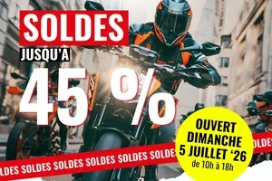 SOLDES 🔥 JUSQU'À -45 % sur l'équipement moto des grandes marques ! Tous nos magasins sont ouverts ce dimanche !