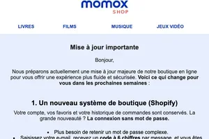 Important : Votre boutique momox shop évolue