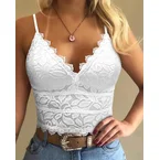 Guipure Lace V Neck Spaghetti Strap Top