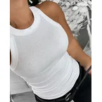 Plus Size Ribbed Round Neck Sleeveless Slim Fit Tank Basic Casual Top