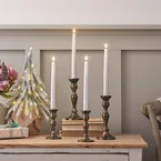 Lot de 4 Chandelles Ombrées Argentées TruGlow® avec Télécommande