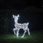 Biche Solaire de Noël à LED Bicolore Studley en Rotin 88 cm