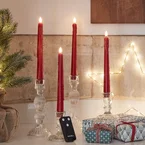 Lot de 4 Chandelles TruGlow® en Cire Rouge Coulante avec Télécommande