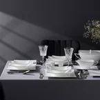 Jumbo Wind Platinum 64-Piece Square Dinner Set for 12 People