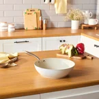 Karaca Swiss Crystal Almond Cream Wok Pan with Handle 28 cm