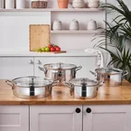 Karaca Vapor 8-Piece Stainless Steel Cookware Set with Strainer