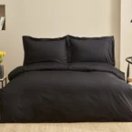 Karaca Home Uniq 100% Cotton Sateen Single Duvet Cover Set, Black