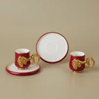 Karaca x Galatasaray Licensed 2-Person Turkish Coffee Cup Set, 90ML

