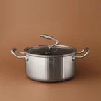 Karaca 5Ply PowerSteel 316+ Stainless Steel Induction Stock Pot &amp; Lid, 24 cm, Silver