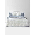 Karaca Home Dobby Woven 100% Cotton Duvet Cover Set, Double, White Indigo
