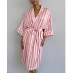 Cabana Stripe Satin Silk Robe