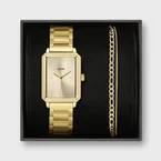 Gift Box Fluette Watch Steel & Double Chain Bracelet, Full Gold Colour