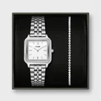 Gift Box Gracieuse Watch Steel, White & Élevé Tennis Bracelet, Silver Colour