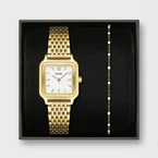 Gift Box Gracieuse Petite Watch Steel, White & White Epoxy Bracelet, Gold Colour