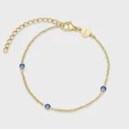 Élevé Zirconia Chain Bracelet, Kyanite Blue, Gold Colour