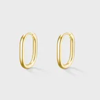 Essentielle Medium Oval Hoop Earrings, Gold Colour
