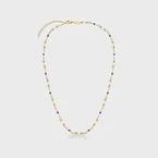 Élevé Pearl & Blue Epoxy Chain Necklace, Gold Colour