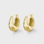 Élevé Waved Hoop Earrings, Gold Colour