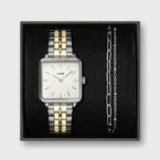 Gift Box La Tétragone Watch Steel, Two-Tone & Double Chain Bracelet, Silver Colour