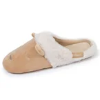 Chaussons mules Femme 3D microvelours Beige
