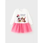 Robe sweat-shirt blanche à empiècements en maille Minnie pour petite fille Disney Mickey et ses amis
