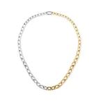 Contrast Link Necklace Two Tone Gold