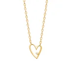 Collier Plaqué Or 18 Carats avec Pendentif Cœur et Oxyde de Zirconium