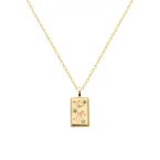 Collier pendentif carte tarot main et lune protecteur plaqué or
