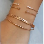 Set de 4 bracelets jonc plaqué or rose – Élégance minimaliste & style intemporel