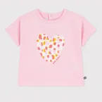 Petit Bateau T-shirt en coton à manches courtes avec petit motif fleuri pour bébé - Rose