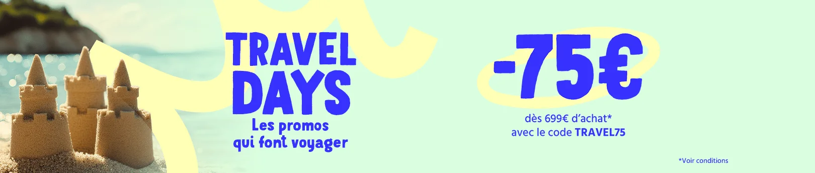 Preuve du coupon - Cdiscount - Cdiscount code promo: [[-€75]] dès €699 d'achat sur articles voyage essentiels