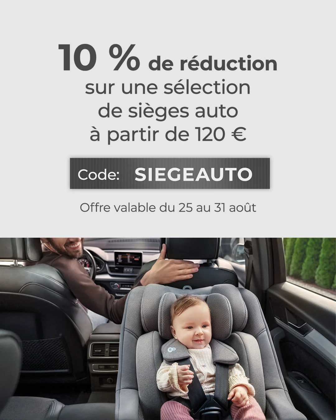 Preuve du coupon - Kinderkraft - Code promo Kinderkraft : [[dès 120€]] sur une sélection de sièges auto, sécurité garantie