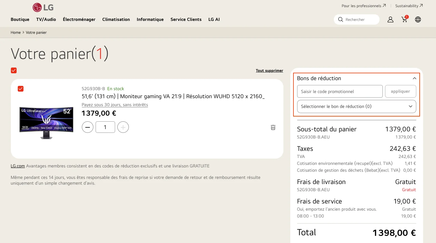 Comment utiliser un code promo - LG