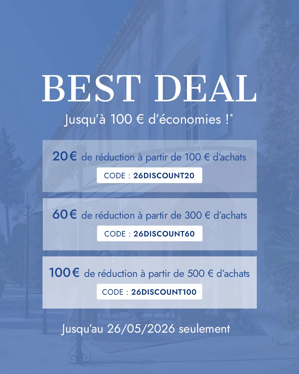 Preuve du coupon - Loberon - Loberon code promo: [[€100 de réduction]] dès €500 d'achat