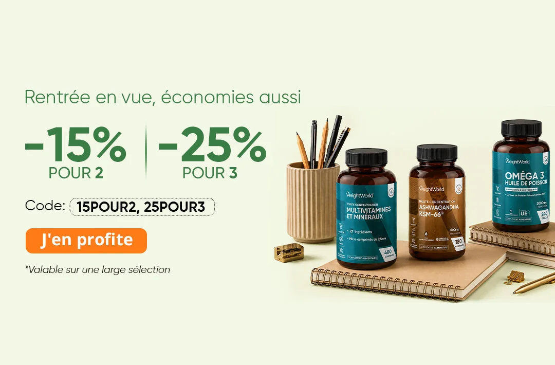 Preuve du coupon - WeightWorld - Code promo WeightWorld : [[15% pour 2, 25% pour 3]] pour la rentrée, sur une large sélection